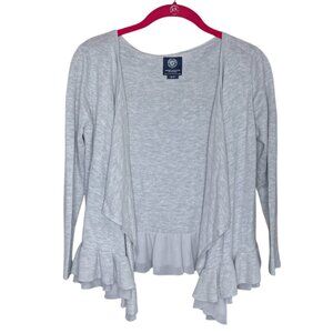 Vintage‎ 00s Y2K American Eagle Small S Gray Ruffle Cropped Cardigan Sweater
